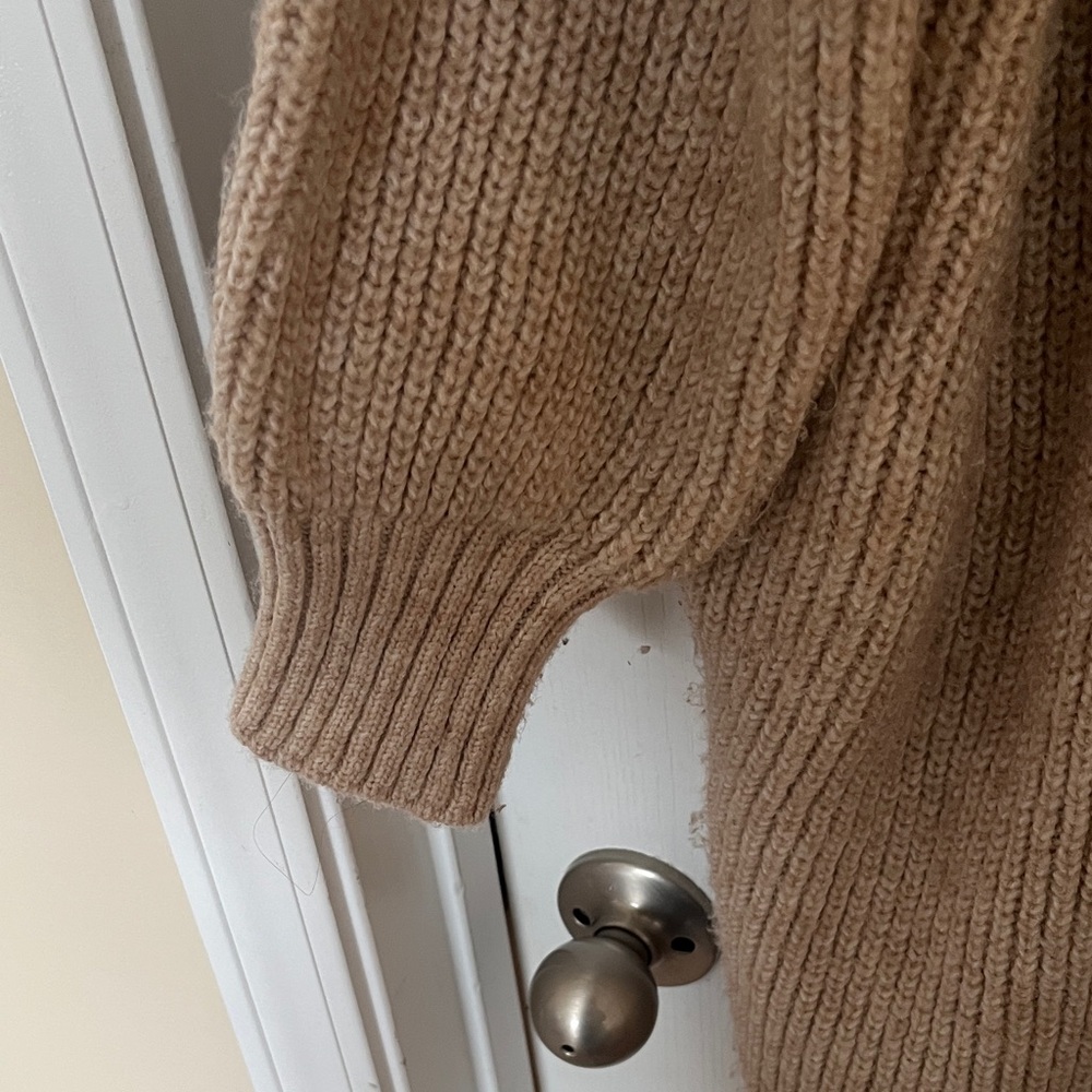 Topshop Beige Ribbed Open-Front Cardigan - Picture 2 of 5